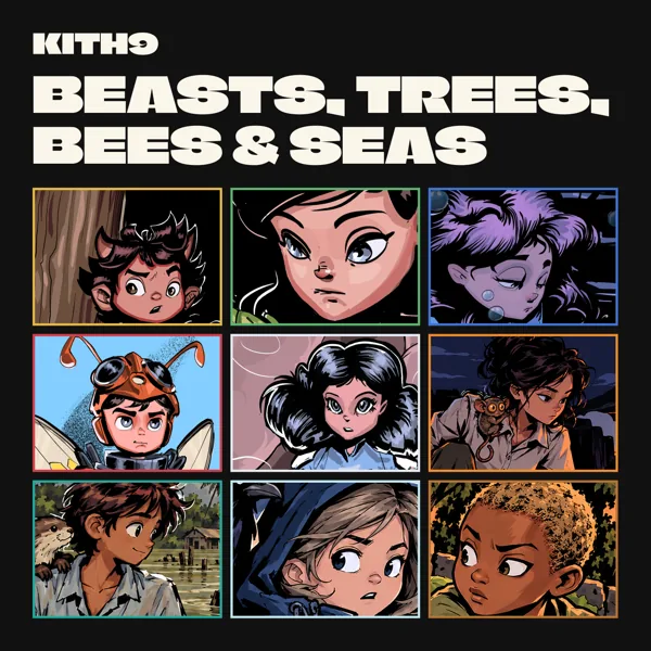 Beasts, Trees, Bees and Seas, the Kith9 album, showing the nine guardians